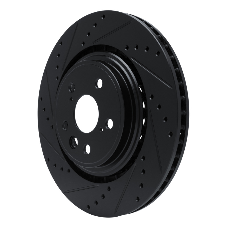 Lexus RX350h Brake Rotor (1) - Front Left - R1 Concepts - Drilled & Slotted - Black - `20-`25
